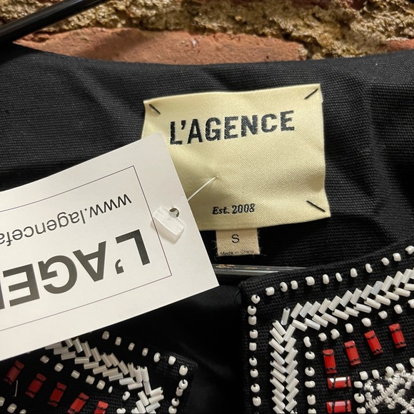 NWT L’AGENCE Crop Jacket Embroidered & Beaded Chain Pattern Size Small - Picture 4 of 5